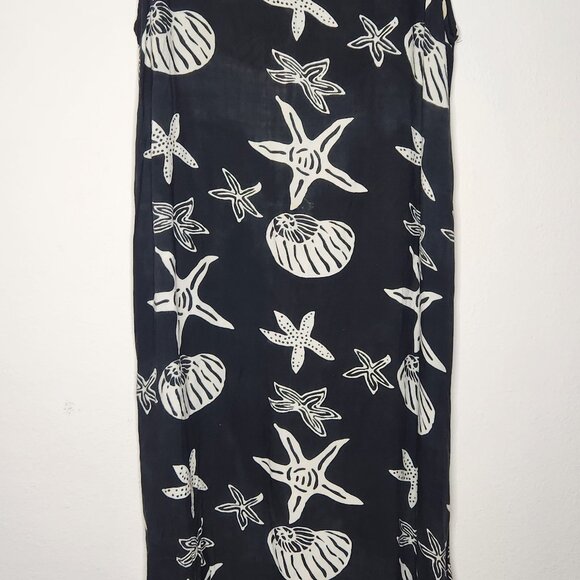 Peppermint Bay Womens Large Black White Seashells Maxi Rayon Tank Dress - Picture 2 of 6
